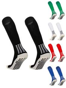 1 Pair Anti-Slip Coated Sports Knee-High Socks, Suitable For 12-18 Years Old Teenagers, Boys And Girls, Football, Basketball, Hiking, Sports, Outdoor Activities - Multicolor - View 2