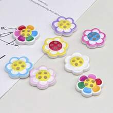 20/24/50 Stück 1,5cm/0,59 Zoll Regenbogen Malerei Stil bunte Pflaumenblüten Punkt Öl Vier-Loch Harz Kunststoff Nähknöpfe, geeignet für Bekleidungszubehör Kleider, Jacken, Hemden, Pullover DIY, Puppen, Handyhülle Dekorationen - Mehrfarbige Pflaumenblüten - Übersicht 3