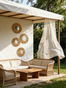 1件/2件/4件装波西米亚风藤编壁挂装饰镜，藤编向日葵圆形装饰镜，手工编织藤框壁挂装饰，乡村风格墙面及家居装饰，简约轻便室内悬挂式几何墙面装饰镜，适合作为礼物——适用于客厅、厨房、卧室、走廊、楼梯、浴室、玄关及户外花园 - 彩色 - 查看 3