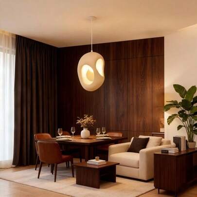 1pc Cement & Concrete Foam Pendant Light, Cream Modern Style Suitable For Various Rooms, Living Room, Bedroom, Tea Room, Dining Room, Cafe (Excluding Bulb And Light Source)