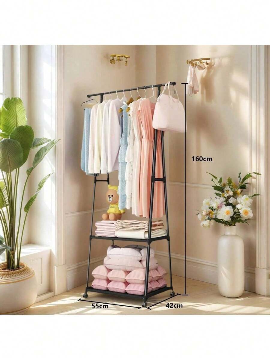 Perchero Organizador De Ropa Con Rueda Armario Closet Rack - Negro - Ver 1