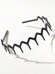 2pcs/3pcs/4pcs Fashion Non-Slip Headbands, Glossy Black And Leopard Print Combination, Stylish Headband With Teeth Wave Design, Home Skincare Headband, Suitable For Daily Face Washing Or Makeup - 黑色 - 查看 7