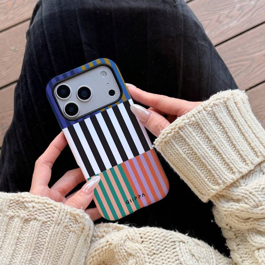 GIIPPA Shockproof Striped Elements 1 Piece Three-Tone Striped Pattern Phone Case, Compatible With IPhone 17 Pro Max, 16 Pro Max, 15 Pro Max, 14 Pro Max, Stylish And Korean Design, Compatible With IPhone 11/12/13/14/15/16 Pro Max Plus, Elegant Design For Both Men And Women, Great Gift For Easter, Spring, Wedding Season And Birthday - Multicolor - View 1