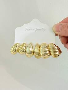 18pcs Earrings Set, Suitable For Daily Wear, Spring Festival Travel, Tourism, Festivals And Parties - Yellow Gold - View 5