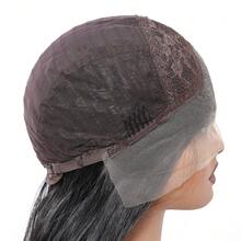 13x4蕾丝前额合成假发，14英寸自然黑色短款耐热纤维假发，自然层次感假发，适合女性日常派对佩戴 - 黑色 - 查看 11