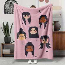 1PC KATSEYE Movie Poster Flannel Throw Blanket 50"X60" (Multiple Sizes) - Pink Filter Group Portrait & Directed By HYBE, Tapestry Wall Hanging, Room Decor, Perfect For Sofa, Bed, Office, Movie Poster Gift - multicolour 4 - 查看 3