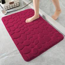 1pc/3pcs Wine Red Stone Pattern Embossed High Resilience Absorbent Anti-Slip Bath Mat, Single Or 3-Piece Set, Bathroom Decor Mat Bath Rug Floor Carpet Outdoor Rug Door Mat Fall Decor Bathroom Accessories Back To School Entryway Decor - Burgundy - View 12