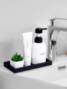 Small Silicone Bathroom Vanity Tray Can Hold Soap And Sponges, And It Can Also Be Used As A Kitchen Sink Storage Rack To Hold Dish Soap, Lotion Bottles, Perfumes, Jewelry, Candles, Keychains, Etc. - Multicolor - View 4