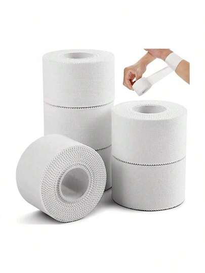 1 Roll White Protective Adhesive Tape With Serrated Edge, Wrist & Ankle Support, Comfortable With Skin Membrane, Suitable For Basketball, Outdoor Activities And Fitness Training