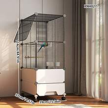Movable Wheeled Bird Cage, Modular Large Space Aviary For Parrot/Cockatiel And Other Small Birds, Includes Perch - Multicolor - View 2