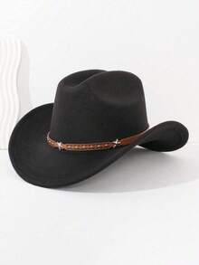 Chapéu Unissex De Jeans, Estilo Jazz Neutro, Em Feltro E Lã Com Fivela, Ideal Para Ocasiões Casuais, Encontros Ao Ar Livre, Festivais De Música, Festas, Competições De Cowboy E Outros Eventos. - estilo 1 - Ver 5