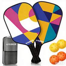Approved Outdoor Leisure Sports Fiberglass Honeycomb Pickleball Paddle 16mm Thickness PP Material Racket With Net 2 Peak Ball Paddles, 4 Outdoor Peak Balls, 1 Portable Bag F7LQ - 紅色 - 查看 2