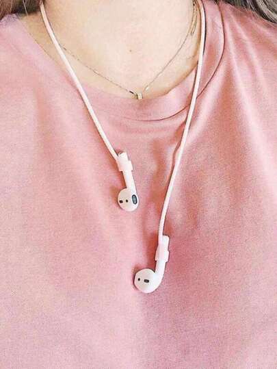 1pc Pink Silicone Anti-Lost Strap, Suitable For Wireless Earphones, Prevents Earphone Cord From Falling