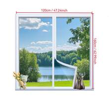 1pc Mosquito Net Window With Zipper, Self-Adhesive No Drill Invisible Mesh Screen, Insect Proof For Living Room Bedroom, Easy Installation - White - View 2