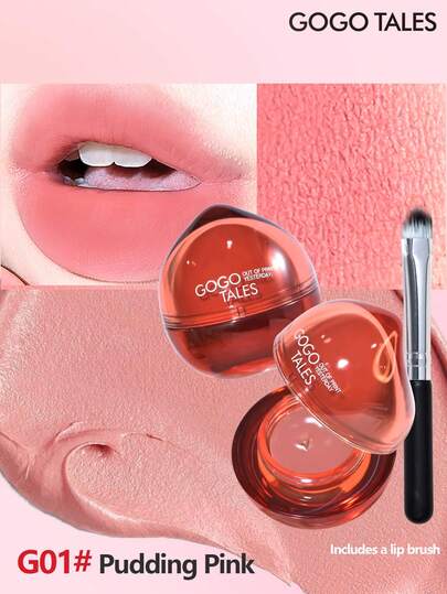 GOGO TALES GOGOTALES Lápiz labial 3 en 1: Barro labial, Rubor y Sombra de ojos, Textura mate hidratante, Brillo labial mate aterciopelado y Barro labial, Lápiz labial de baja saturación sin maquillaje