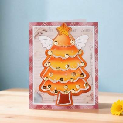 创意圣诞树模具，DIY剪贴簿相册和压花模板，贺卡制作工具，卡片纸切割工艺品，礼品卡制作模板模切。