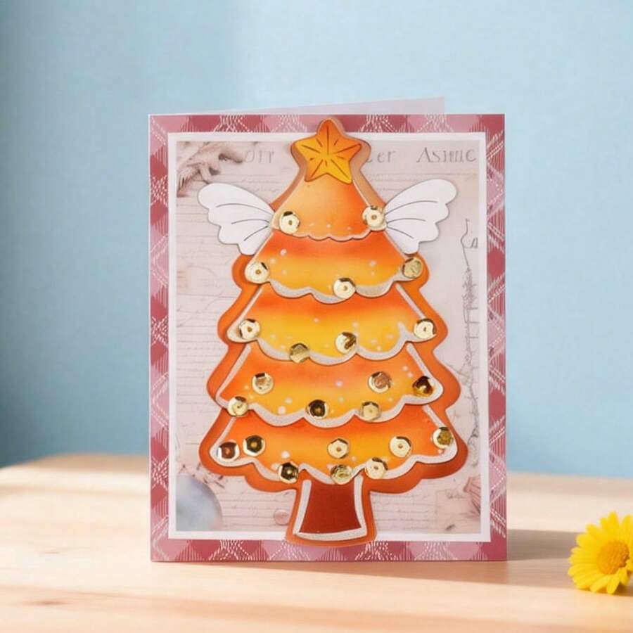 创意圣诞树模具，DIY剪贴簿相册和压花模板，贺卡制作工具，卡片纸切割工艺品，礼品卡制作模板模切。 - 銀色 - 查看 1