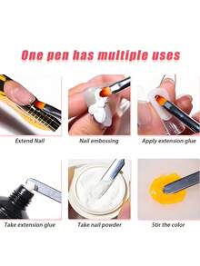 1支美甲硅胶雕塑笔，适用于亚克力3D花朵雕刻和塑形，可点画，二合一硅胶美甲工具，勺形切片雕塑固体凝胶美甲刷 - 彩色 - 查看 5