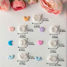 7pcs/Set Mini Cartoon Cute Soft Clay Earring Mold, Flower, Butterfly, Heart Shaped Pendant Cutter DIY Craft Tool Set - White - View 8