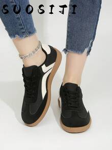 新款女士平底轻便舒适休闲运动鞋 - 黑色 - 查看 4