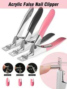 磁性指甲钳、亚克力指甲钳、人造指甲钳、锋利指甲修剪器、美甲修脚工具，刀片锋利，适用于美甲沙龙、家庭和美容院；可调节磁性指甲钳；亚克力指甲尺 - 彩色 - 查看 3