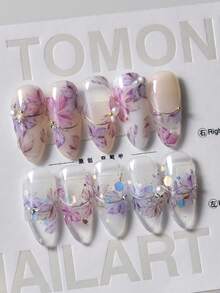 1pc Spring/Summer Japanese Style Cherry Blossom Nail Art Sticker, Essential For Nail Artists, 3D Embossed Craft, Spring/Summer Cherry Blossom Pattern Design, Self-Adhesive Nail Sticker, DIY Nail Decals, Elegant Nail Accessory Gift For Women Nail Stickers - Multicolor - View 5