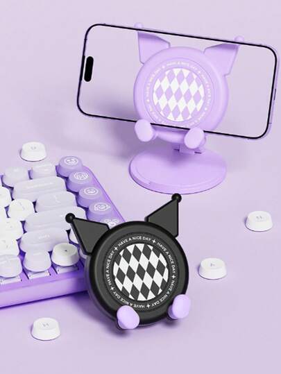 Adjustable Foldable Cartoon Desk Phone Holder, Slouchy Bedside Stand, Desktop Decor, Suitable For Phones And Tablets, With Non-Slip Base And Convenient Charging Port, Durable Phone Stand With Protective Pad