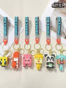Minecraft 1pc  3D Sandbox Game Keychain,  Couple Keychain Bag Pendant - Multicolor - View 2