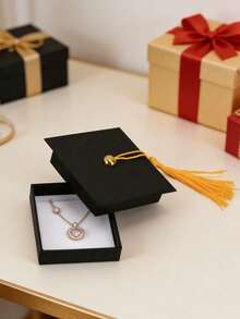 3pcs Black Graduation Cap Gift Box With Gold Tassel, Suitable For Graduation Celebration, Graduation Party And Gifts - A - View 6