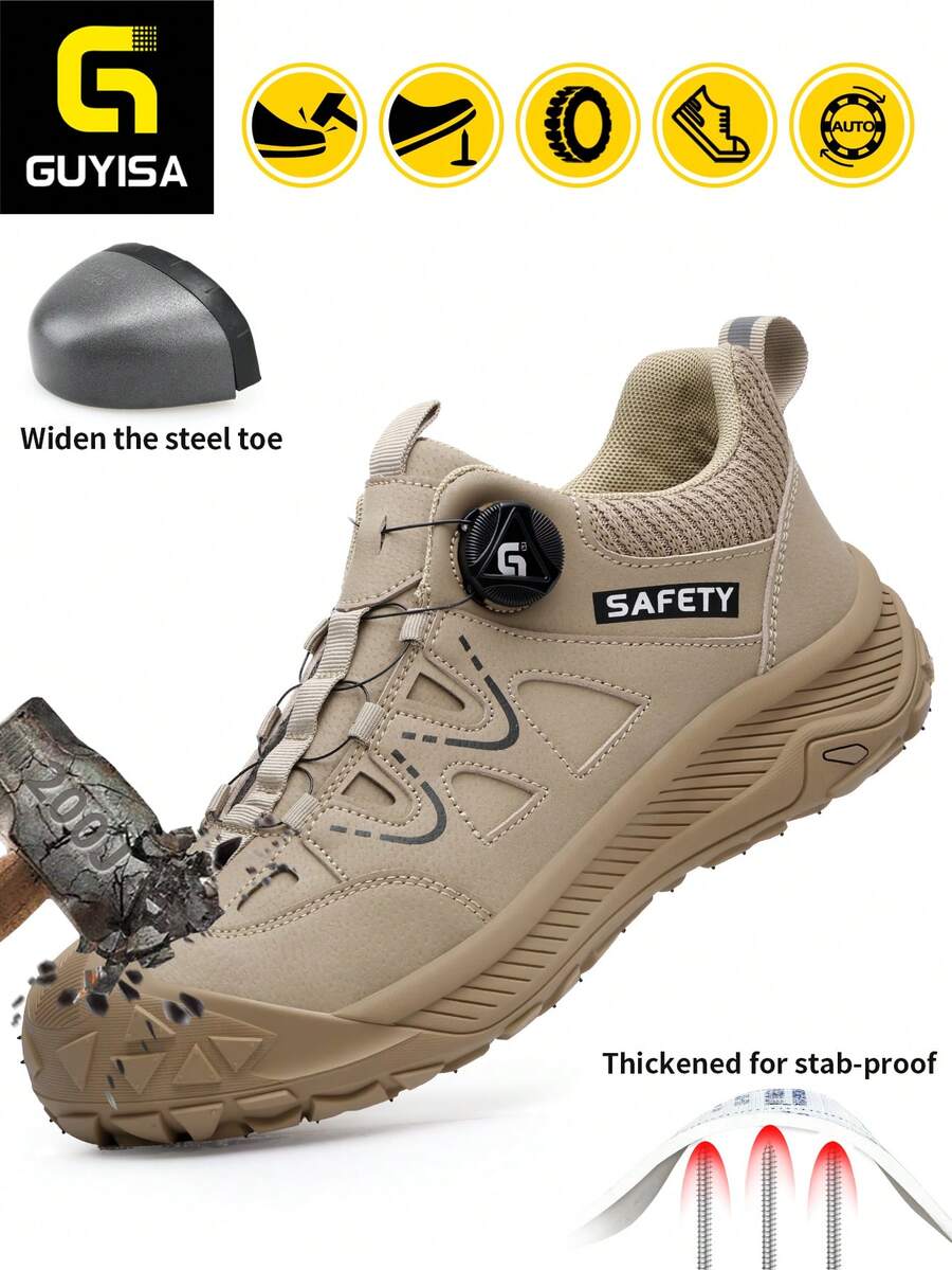 GUYISA Giày bảo hộ chống va đập, chống đâm xuyên, dòng giày leo núi nhẹ, đa năng dùng được cả bốn mùa dành cho nam giới. - Màu Khaki - Xem 1
