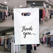 Bolsas de regalo reutilizables "Gracias", bolsas de embalaje de compras blancas, bolsas planas, bolsas de tela con asas, adecuadas para regalos de agradecimiento, fiestas festivas, tiendas y boutiques - supermercados, negocios minoristas, las bolsas de regalo talla grande populares para bodas, cumpleaños, fiestas, graduaciones, recuerdos de fiesta, bolsas de compras para tiendas, joyería, cosméticos, bolsos - 50 - Ver 4