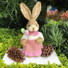 Easter Rabbit Decoration Bunny Figure Cattail Craft Ornament Home Holiday Cute Bunny Home Decoration Easter Rabbit Decoration - 氣球-1個 - 查看 9