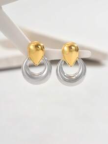 1 Pair Stainless Steel Geometric Earrings, Luxury Niche Design, Suitable For Commuting And Parties - Cast Earrings - View 4