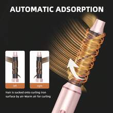 Pink 5-In-1 Hot Air Brush For Quick Curling And Straightening – High-Power Multi-Functional Styler Perfect For Travel, Daily Use, And Gifting To Create Versatile Fashion Looks Effortlessly - 查看 2