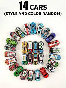 14pcs Alloy Racing Car Model Toy Set, Mini Metal Alloy Car Models, Spring Launching Metal Alloy Car Toys, Suitable For Children Boys Birthday Gift (Random) - Multicolor - View 9