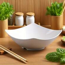 1个大号方形高边塑料碗 - 可叠放防滑厨房套装，独特的方形设计，边角坚固，非常适合在家、餐厅或户外活动中盛放沙拉、小吃、汤或主菜，可用于微波炉和洗碗机，实用现代的厨房必备品 - 彩色 - 查看 8