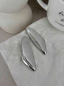 1 Pair Minimalist Geometric Metal Gold & Silver Earrings, Vintage Style Chunky Jewelry, Accessories Set Suitable Women's Daily Outfit Matching - Bông tai kim loại hình học - Xem 6