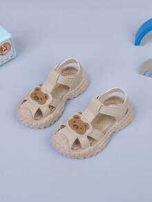 夏季时尚百搭婴儿凉鞋，可爱小熊设计：鞋头饰有3D小熊贴片，柔软可爱，瞬间吸引孩子和家长的目光。 - 卡其色 - 查看 2