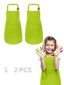 2pcs Adjustable Children's Art Apron, Boys & Girls Cooking Apron With Pockets, Suitable For Kitchen, Lab Activities, Painting And Baking Crafts - Multicolor - View 27