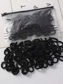 100pcs/200pcs/Can Women's Basic High Elasticity Hair Ties For Ponytail, Hairstyle (Assorted Colors) Casual,Woman Head Accessories, Woman Hair Accessories Ponytail Holders Hair Elastics Hair Rubber Bands Scrunchies Hair Rope, Hair Bobbles ,Gym Sport Outfit,Home And Living New In,Gifts,Household Items,Bathroom Accessories,Back To School,Outdoor Supplies,Party Rwady. - 黑色 - 查看 10