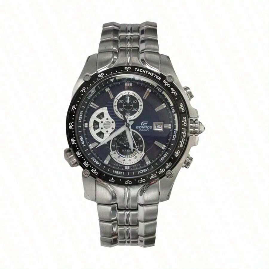 Casio Edifice Men's Chronograph Watch, Blue Dial, Stainless Steel Bracelet, EF-543D-2AVDF - Silver - View 1