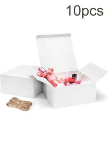 10pcs 8x8x4 Inch White Gift Boxes With Lids, Easy Assembly With Cotton Rope, Suitable For Bridesmaid, Proposal, Wedding, Birthday Party Packaging - Multicolor - View 9