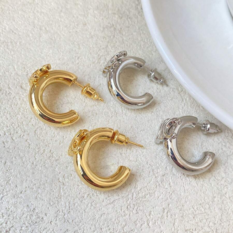 新款几何字母设计耳环，独特优雅奢华时尚女士耳环 - 幾何字母耳環 - 查看 1