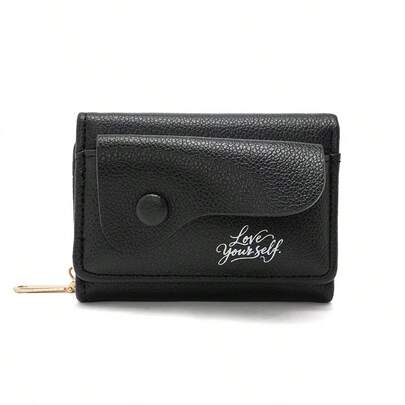 Women's Short Wallet With Heart Engraving, Fashionable And Convenient Zipper Wallet With Multiple Card Slots And Coin Pouch, Suitable For Daily Use, Commuting And Shopping