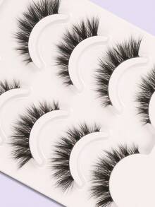 4 Pairs Transparent Messy Stem False Eyelashes - Black - View 7