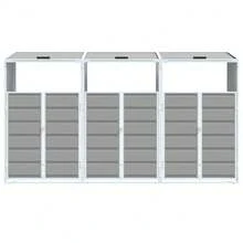 vidaXL Bin Storage Unit For 3 Bins, Grey, 216x81x115 Cm, Steel, Home & Garden, Household Supplies, Waste Bin Accessories, Waste Bin Covers - Xám - Xem 3
