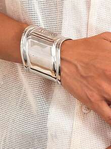 1件 2026 新款男女通用不锈钢极简几何金属开口手镯，时尚百搭 - 開口手鐲 - 查看 5