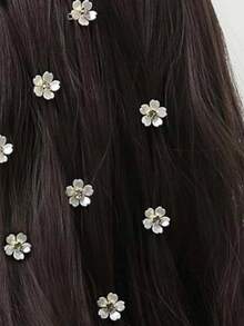 10 Pink Rhinestone Flower Hair Clips, Braid Hair Clips And Women's Hair Accessories - Pink - View 5