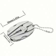 1pc Mini Multi-Functional Wrench 304 Stainless Steel Practical Tool Outdoor Compact Metal Tool With Keychain For Essential Non-Electric Use - 銀色 - 查看 6