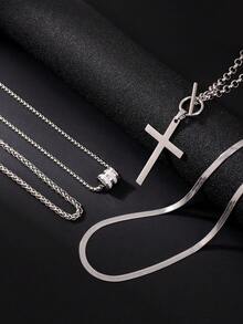 4pcs Stainless Steel Stylish Jewelry Set, Suitable For Daily Wear And Parties - Silver - View 3